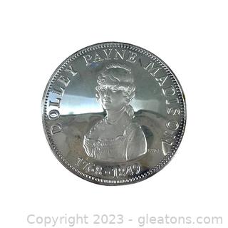 Dolley Payne Madison 1768-1849 Silver Coin
