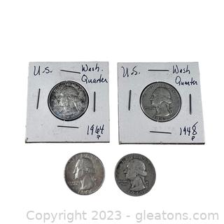 Washington Quarter Coins (1948, 1949, 1964)