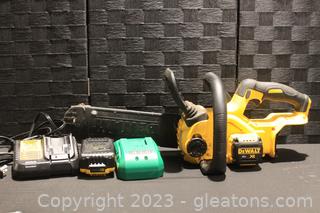 Dewalt Cordless Chainsaw with Battery Chargers 