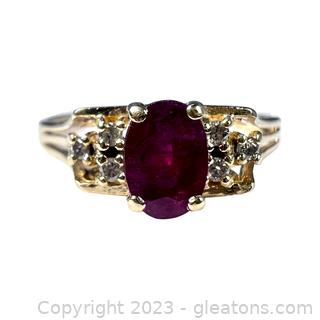 14kt Yellow Gold Ruby & Diamond Ring