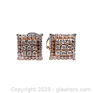 14kt Rose Gold Diamond Cluster Earrings