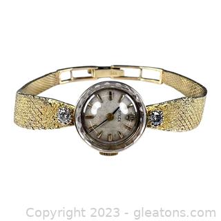 Vintage Ladies Rolex Manual Watch 14kt Gold with Diamonds