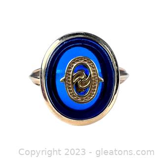 10kt Yellow Gold Synthetic Blue Spinel Ring