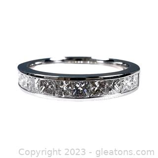 Brand New 14kt White Gold ¾ ct Princess Cut Diamond Band