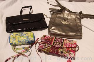 Two Nine West Handbags & Two Vera Bradley Clutches 