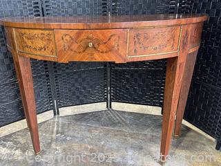 Demi Lune Console Table w/ 1 drawer & Inlay design