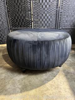 Nice Round Black Velvet Upholstered Ottoman