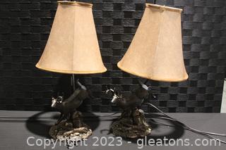 Pair of John Parsons Wildlife Deer Sculpture Table Lamp 
