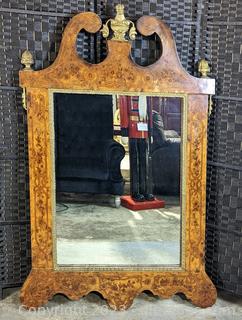 Inlay Design Frame Mirror with Brass Accents