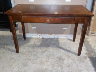 Brown Wooden Office-Type Desk with a Center Drawer