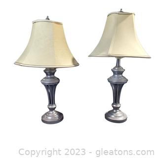 2 Nice Metal Lamps with Bell Shades-Made by Intertek