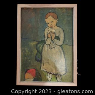 “Child with A Dove” Pablo Picasso Print on Wood