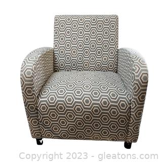 Cute Accent Chair with Geometric Pattern Upholstery