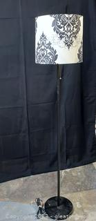 Nice Black Metal Floor Lamp with Black and White Drum Shade