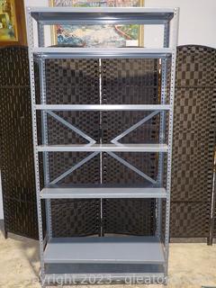 Grey Steel Shelving Unit with 6 Attachable Shelves