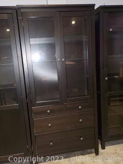 Dark Brown Display Unit with 3 Drawers at Bottom Matches lots 3002, 3004, 3005