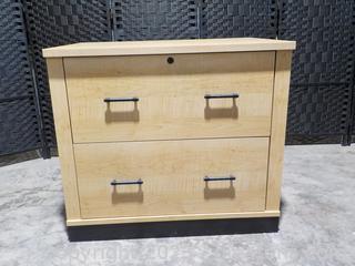 Heavy Blonde Butcher Block-Look 2-Drawer Cabinet
