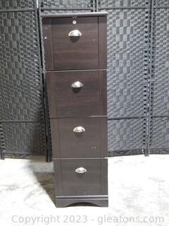 Brown Wood Look 4-Drawer Letter Size Filing Cabinet