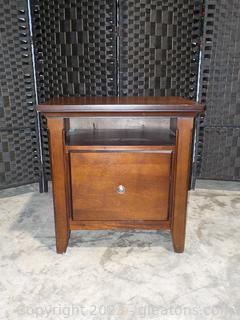 Dark Brown Office Cabinet or Bedside Table with One Drawer