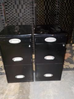 Unique Pair of 2-Drawer Letter-Size Filing Cabinets, Have a drawer at top