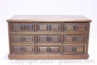 Vintage Wooden 9 Drawer Jewelry Box