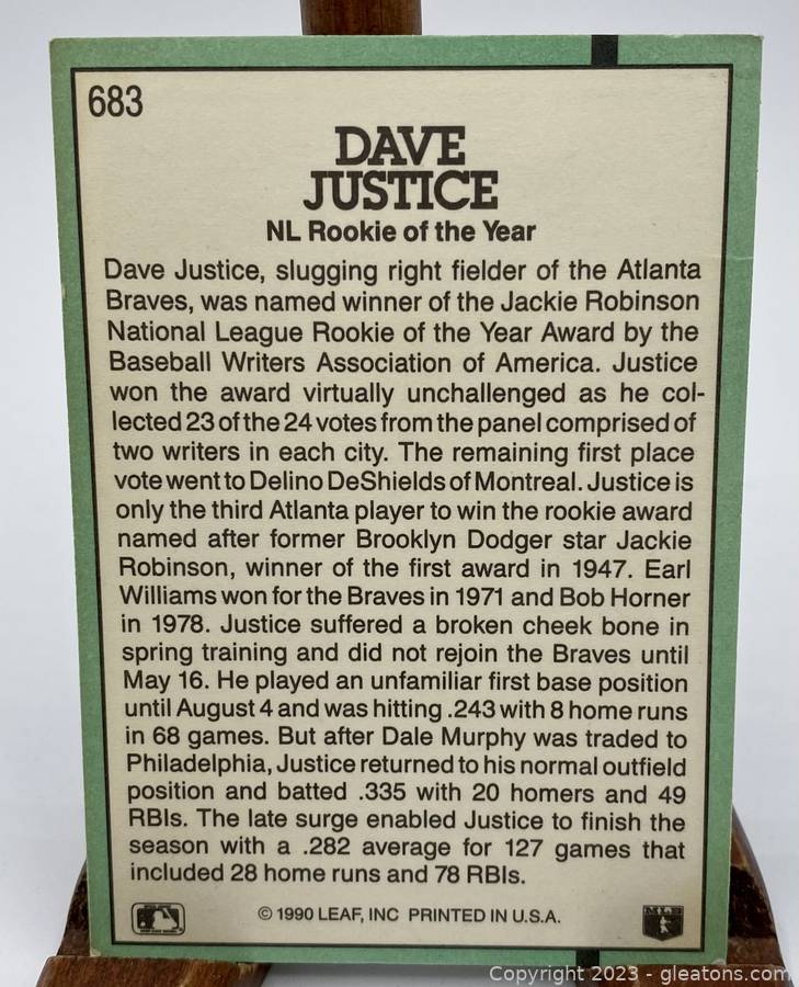 David Justice 4 card Atlanta Braves lot