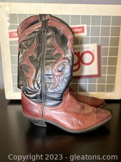 Vintage Leather Oxblood Western Dingo Cowboy Boots in Original Box