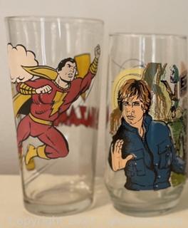 Vintage Shazam! and Star Wars Collectible Glasses