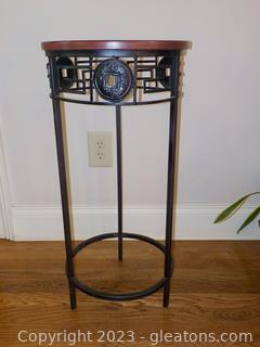Attractive Asian Metal and Wood Top Plant Stand