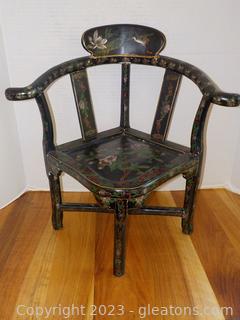 Antique Asian Painted and Lacquered Child’s Corner Chair