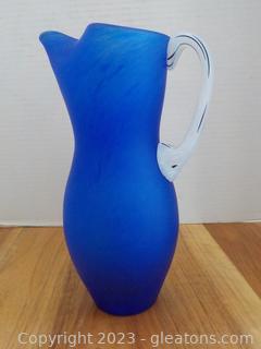 Extra Ordinary Frosted Blue Kosta Boda “Amazon” Carafe. Handblown