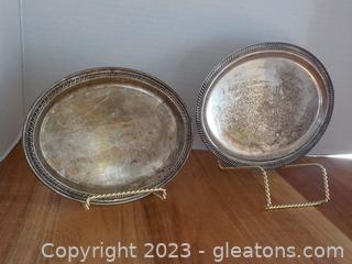 Pair of Small Sterling Silver Oval Trays