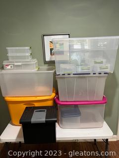 Large Collection of Plastic Storage Bins 