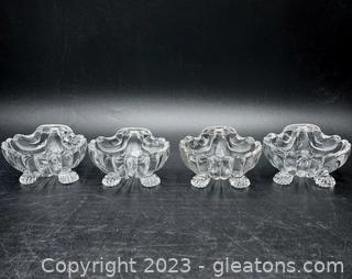 4 Nice Footed Shell Crystal Ashtrays 
