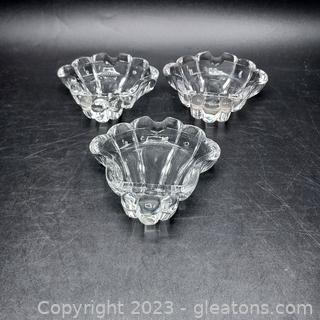 3 Beautiful Glass Shell Ashtrays 
