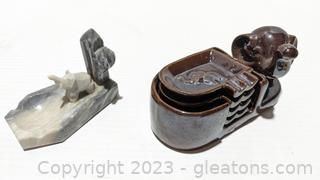Set of Elephant Ashtrays Made in Japan, 2 Marble 