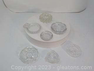 A Group of 7 Crystal and Cut Glass Ashtrays
