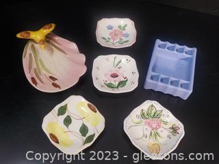Six Colorful Ceramic Ashtrays All vintage. One type is a Set of 4
