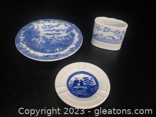 Olde English and Spode Tower Ashtrays and Furnival Quail Cigarette Holder (3 pc)
