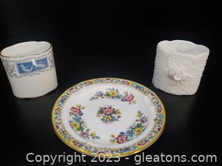 Three Beautiful and Unique Pieces from Coal Port. Bone China Ashtray and 2 Cigarette Holders