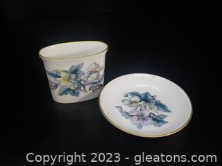 Royal Worchester Bone China Ashtray and Cigarette Holder