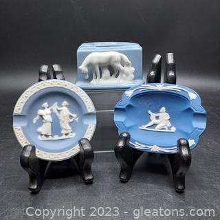 Lovely Blue and White Ashtrays Made in Japan