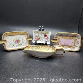 4 Gorgeous Porcelain Ashtrays Made in France