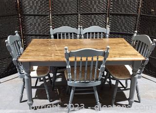 Lovely Farmhouse Style Table with 5 Chairs-Painted