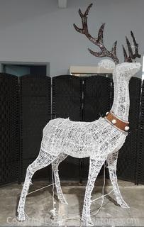 Extra Large Lighted White Reindeer Lawn Display See Measurements-its over 8 ft tall