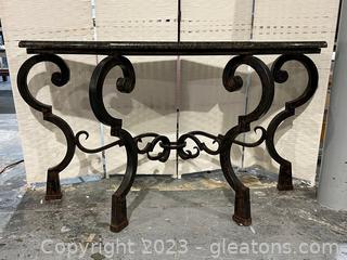 Wrought Iron Marble Top Entryway/Console Table 
