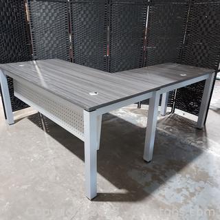 Modern Gray Desk- Metal Frame 