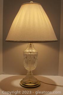 Mid Century Cut Glass Table Lamp with Lamp Shade