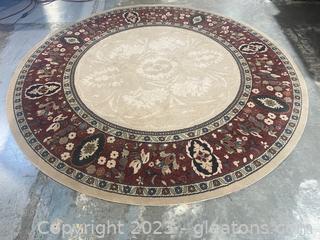 Round Veranda Ivory & Red Area Rug