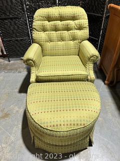 Nice Upholstered Arm Chair w/Demi Lune Shaped Ottoman 